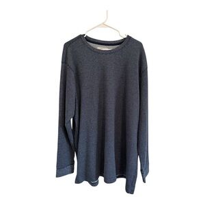 St Johns Bay Super Soft Long Sleeve Gray Blue Striped Shirt 3XL Cotton Blend